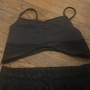 Five by five dance-wear short set- sports bra and ribbed black shorts